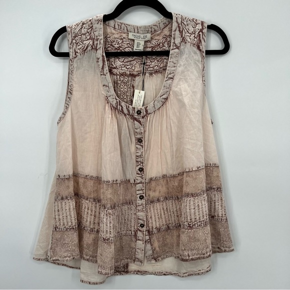 NWT Rachel Zoe Colorblock Knit Sleeveless Button Blouse Shirt Top Paisley S - Picture 4 of 10